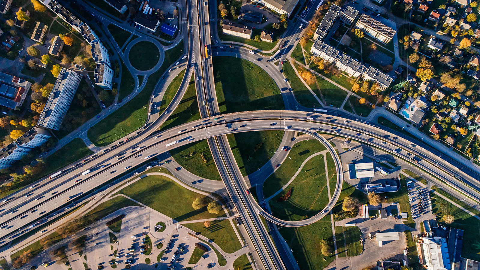 aerial view of freeways