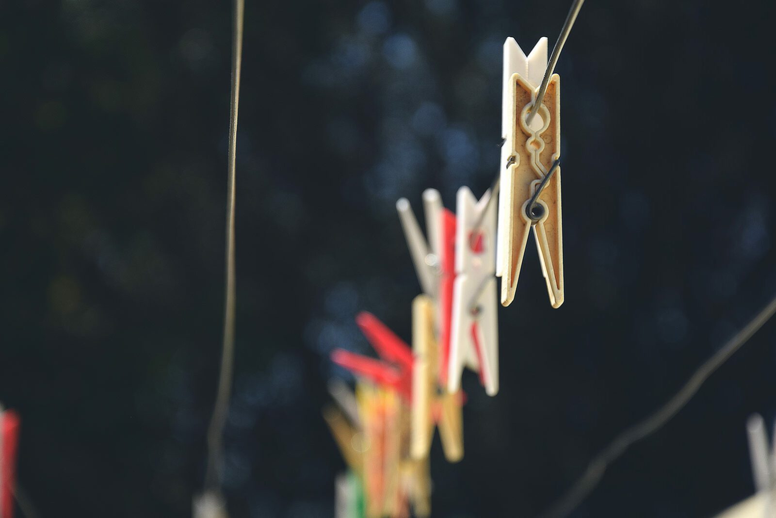 clothespins on a line