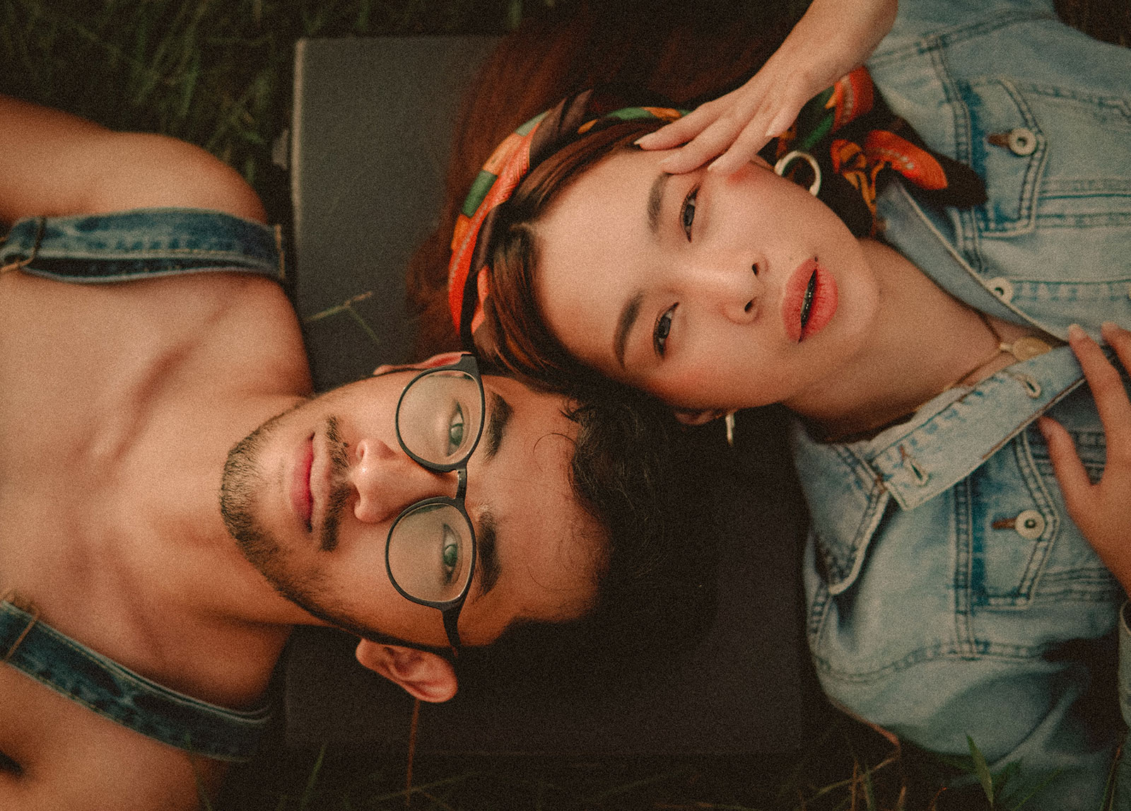 woman and man looking at camera