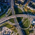 aerial view of freeways