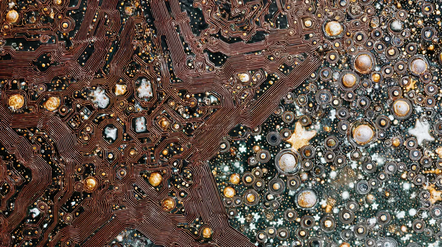 a pattern of circuits and shapes