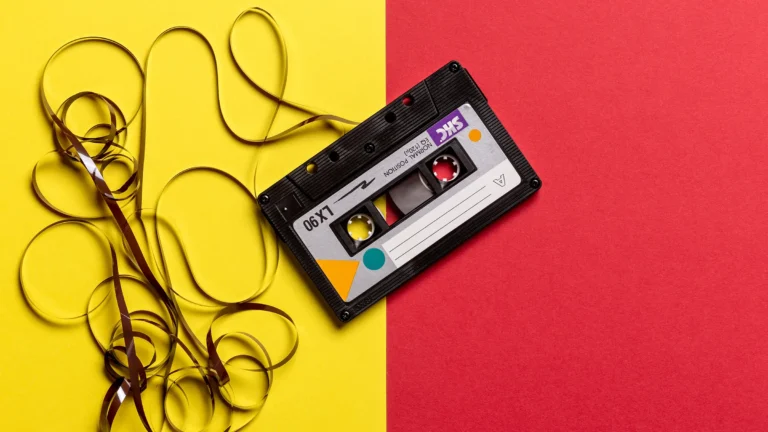 casette tape on color background