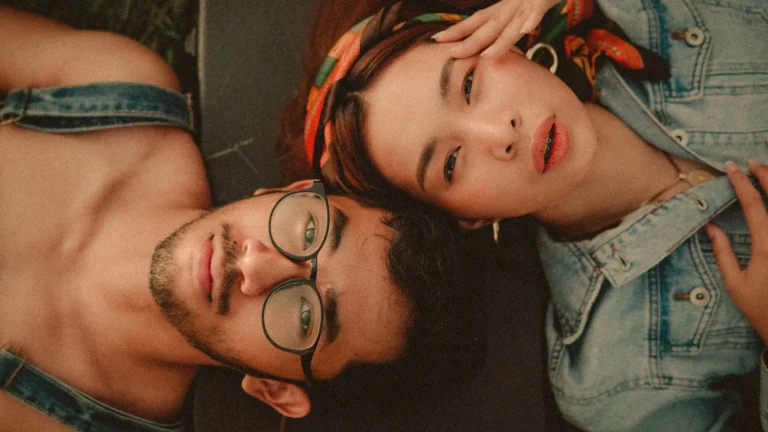 woman and man looking at camera